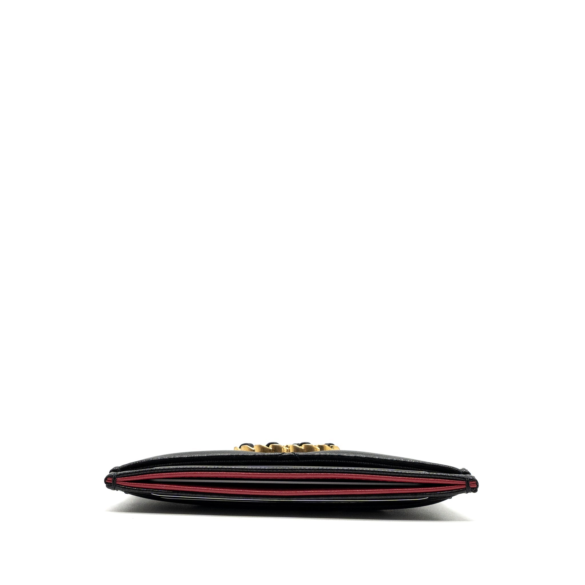 CHANEL 19 CARDHOLDER LAMBSKIN BLACK GHW