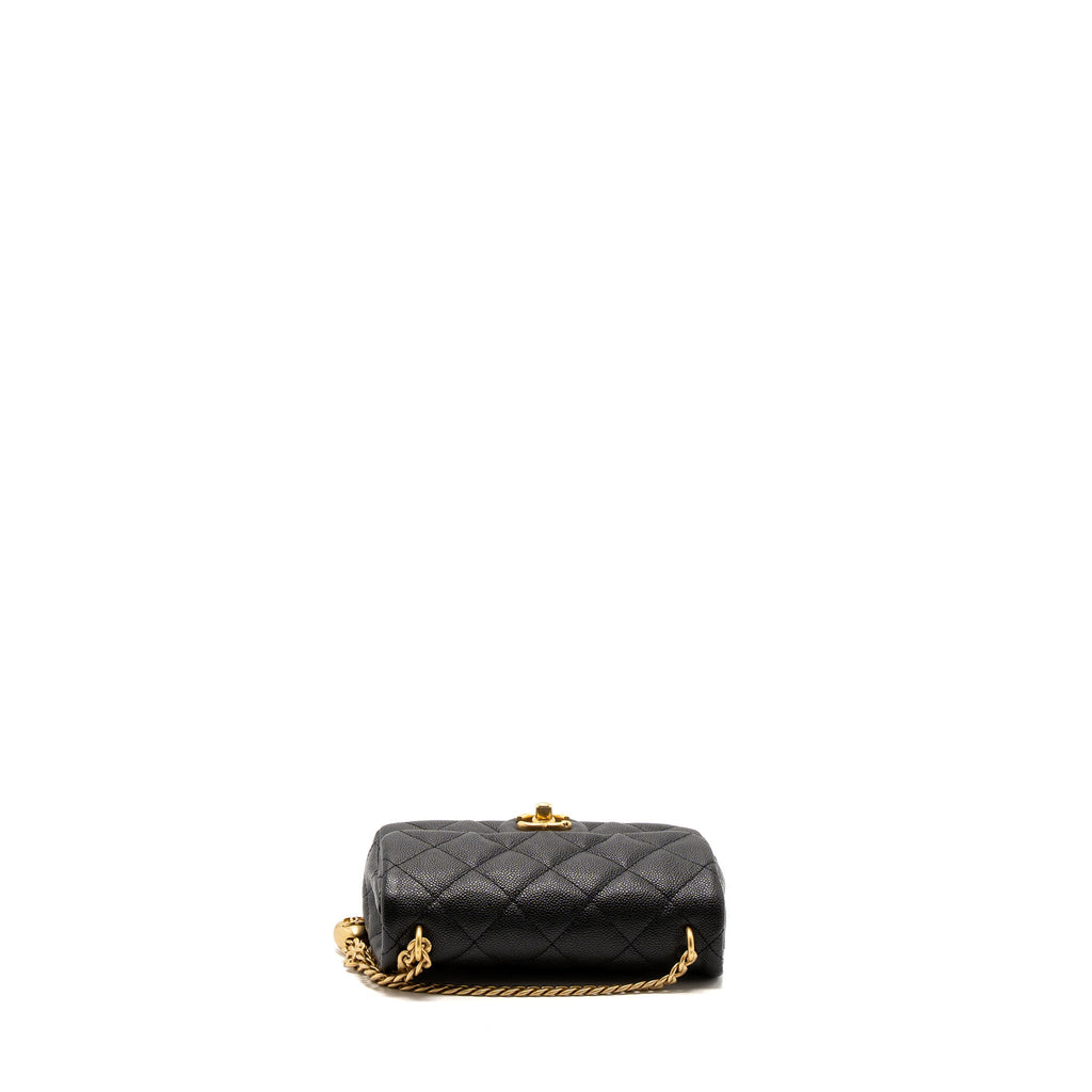 CHANEL 23P MINI COCO LOVE FLAP BAG CAVIAR BLACK BRUSHED GHW(MICROCHIP)