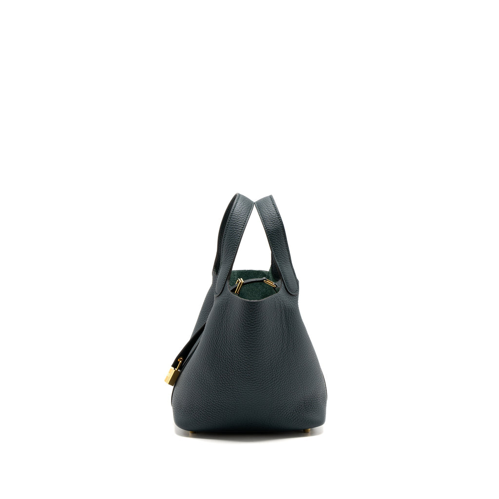 HERMES PICOTIN 18 LOCK BAG CLEMENCE VERT CYPRES GHW