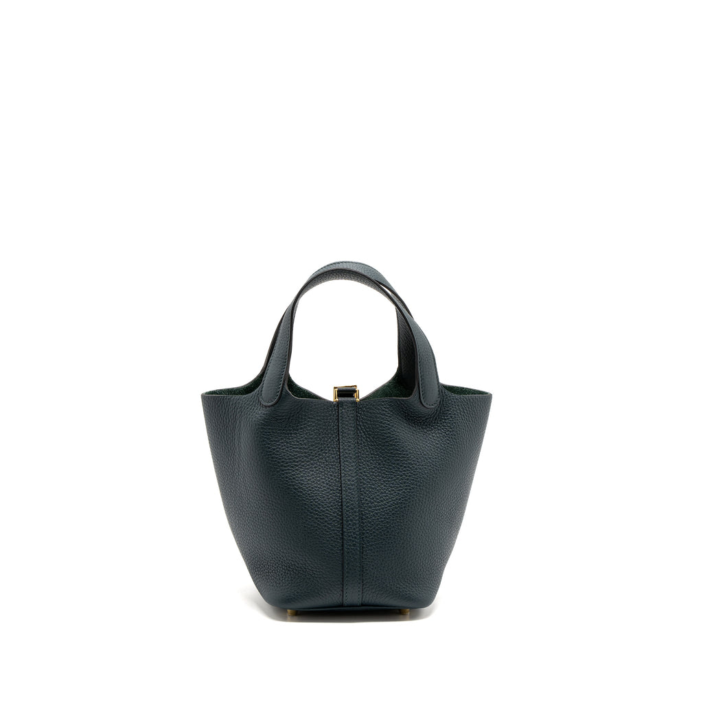 HERMES PICOTIN 18 LOCK BAG CLEMENCE VERT CYPRES GHW