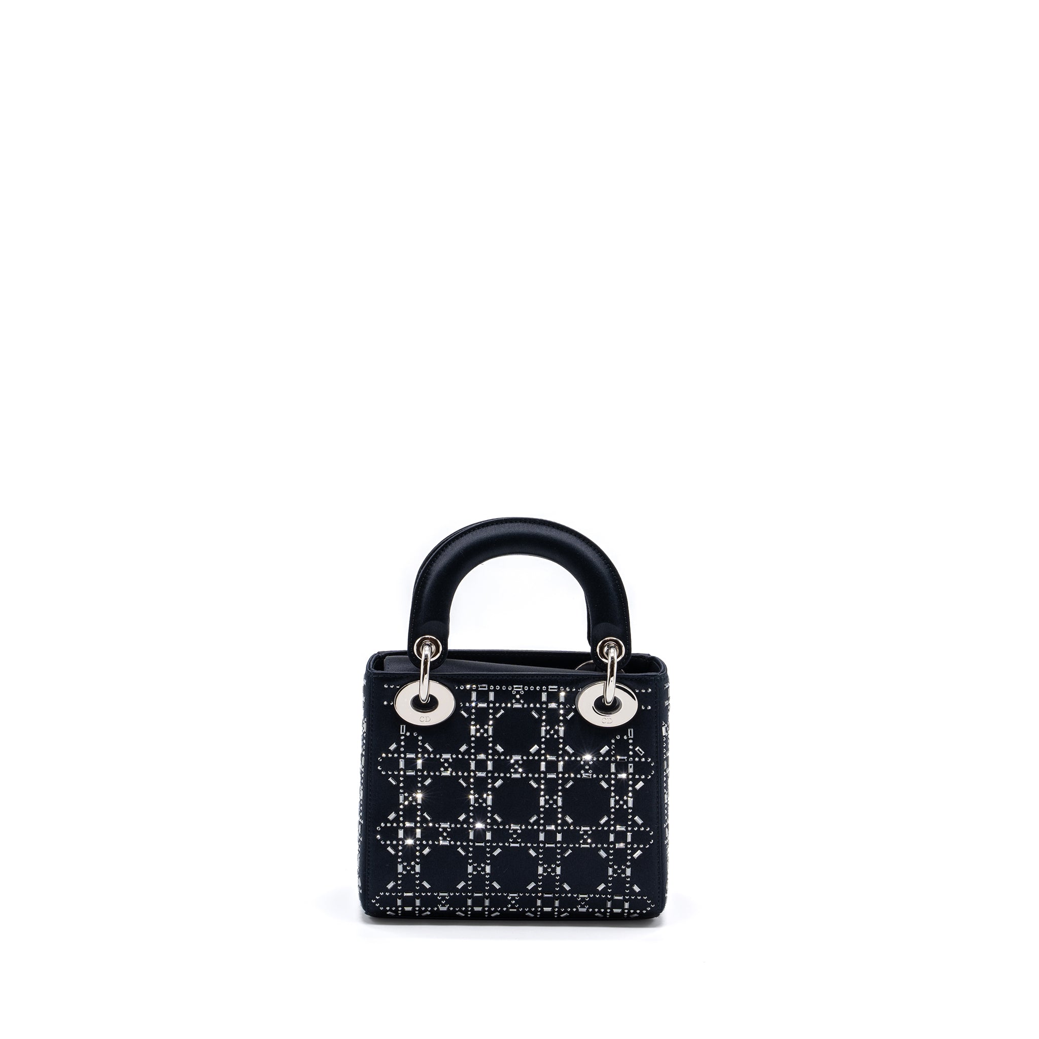 DIOR MINI LADY DIOR SATIN CRYSTAL DARK BLUE SHW