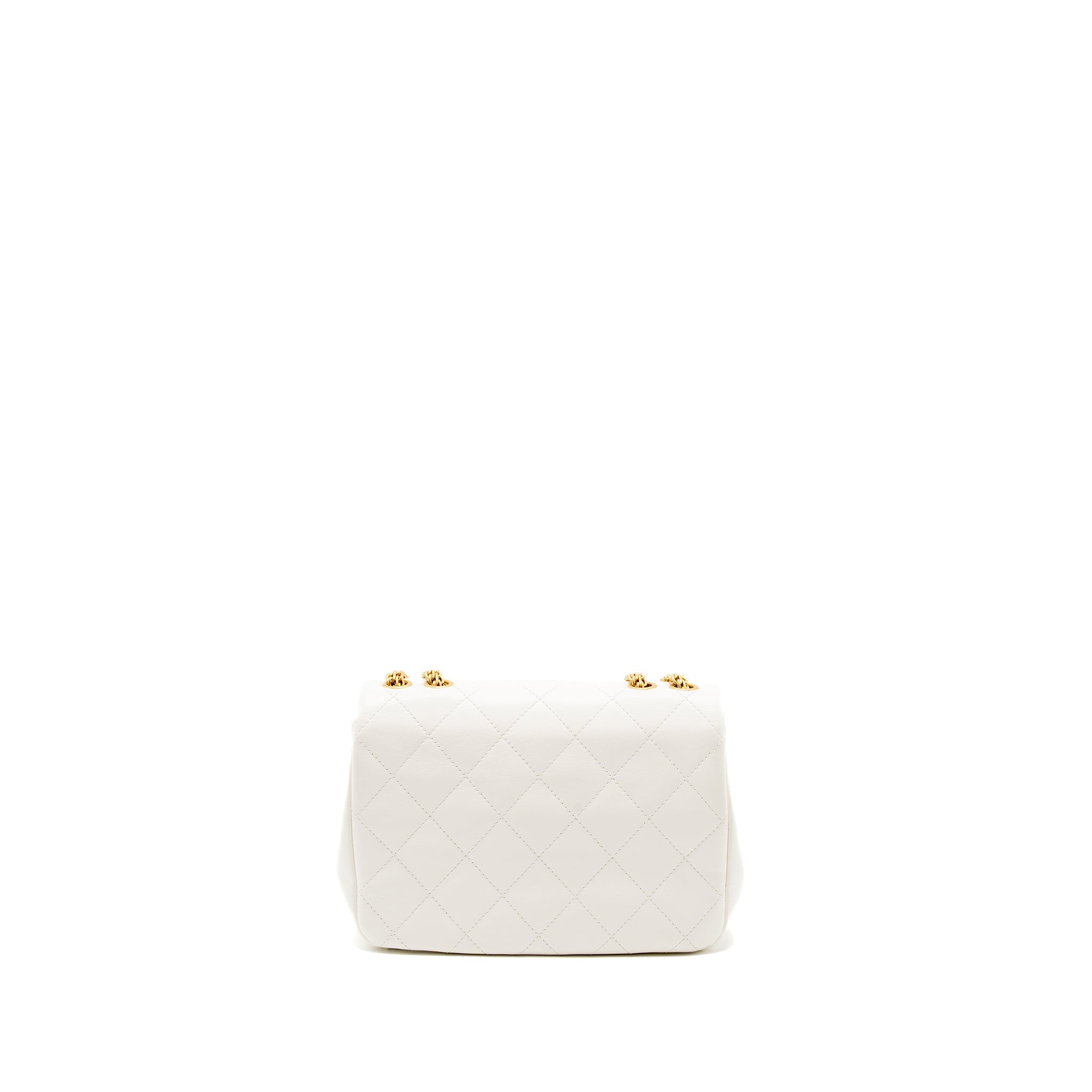 CHANEL FLAP BAG WITH DETAILED CC LOGO CALFSKIN WHITE BRUSHED GHW