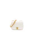 CHANEL FLAP BAG WITH DETAILED CC LOGO CALFSKIN WHITE BRUSHED GHW