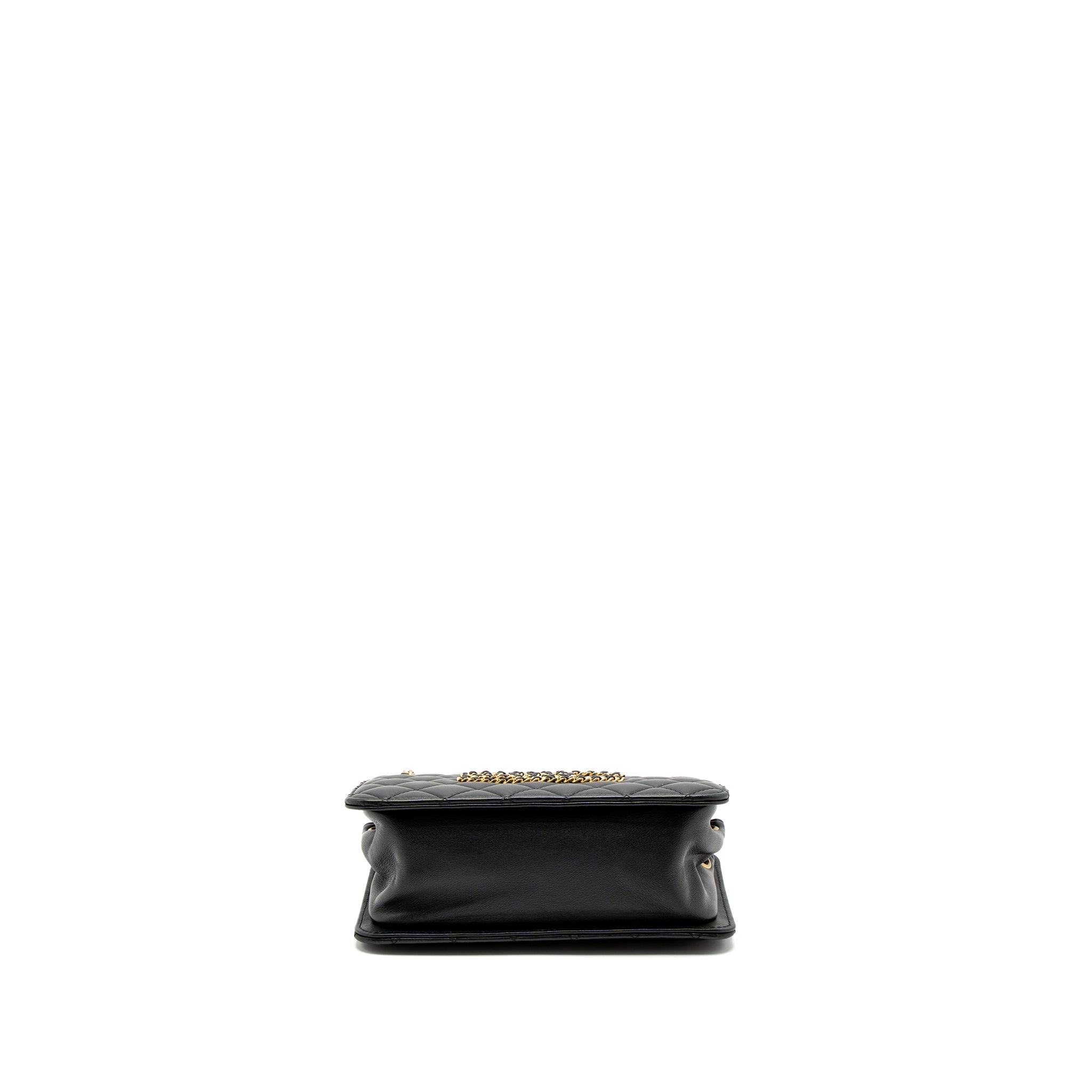 CHANEL GIANT CC LOGO MINI TOTE BAG LAMBSKIN BLACK GHW