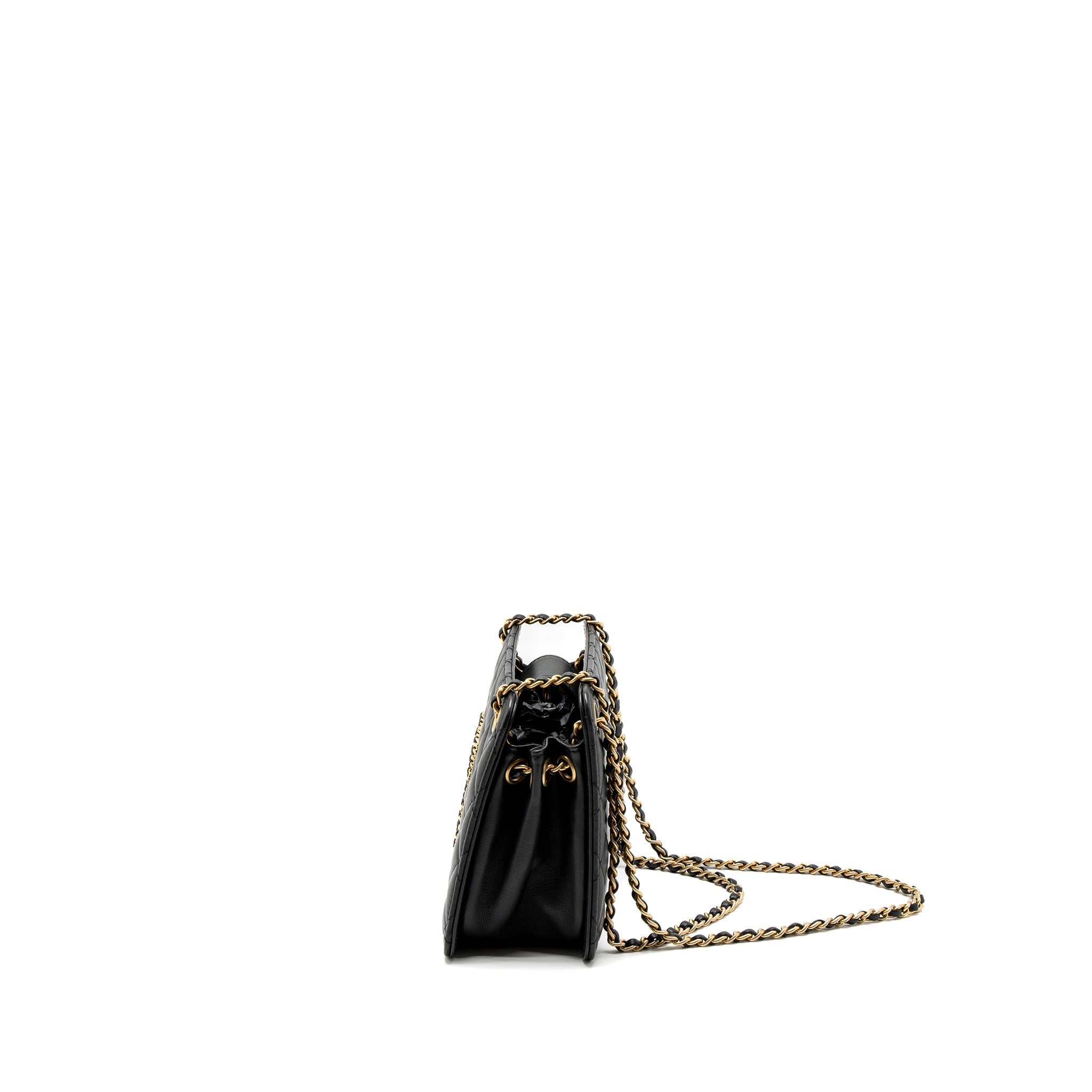 CHANEL GIANT CC LOGO MINI TOTE BAG LAMBSKIN BLACK GHW