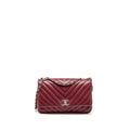 CHANEL CHEVRON FLAP BAG LAMBSKIN DARK RED SHW