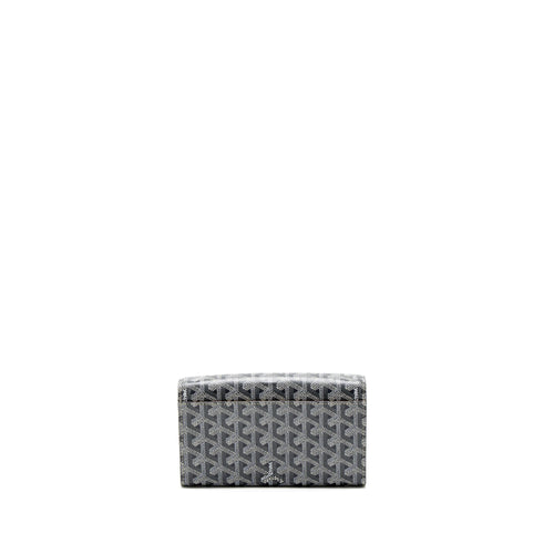 GOYARD VARENNE CONTINENTAL WALLET GOYARDINE CANVAS/CALFSKIN GREY SHW