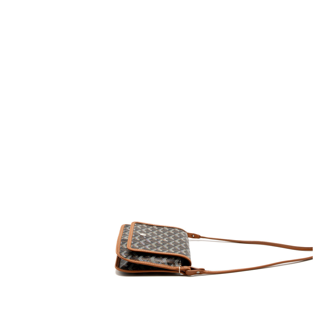 GOYARD PLUMET POCKET WALLET GOYARDINE CANVAS/CALFSKIN BLACK/BROWN SHW