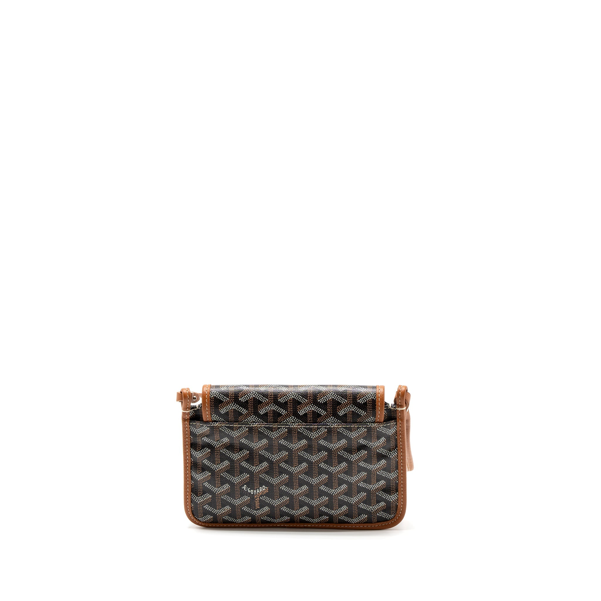 GOYARD PLUMET POCKET WALLET GOYARDINE CANVAS/CALFSKIN BLACK/BROWN SHW