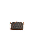 GOYARD PLUMET POCKET WALLET GOYARDINE CANVAS/CALFSKIN BLACK/BROWN SHW