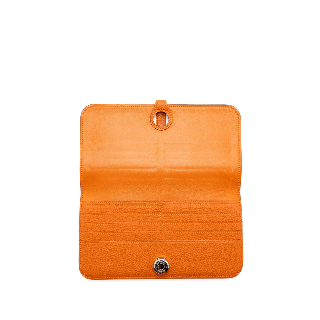 HERMES DOGON LONG WALLET CLEMENCE ORANGE SHW