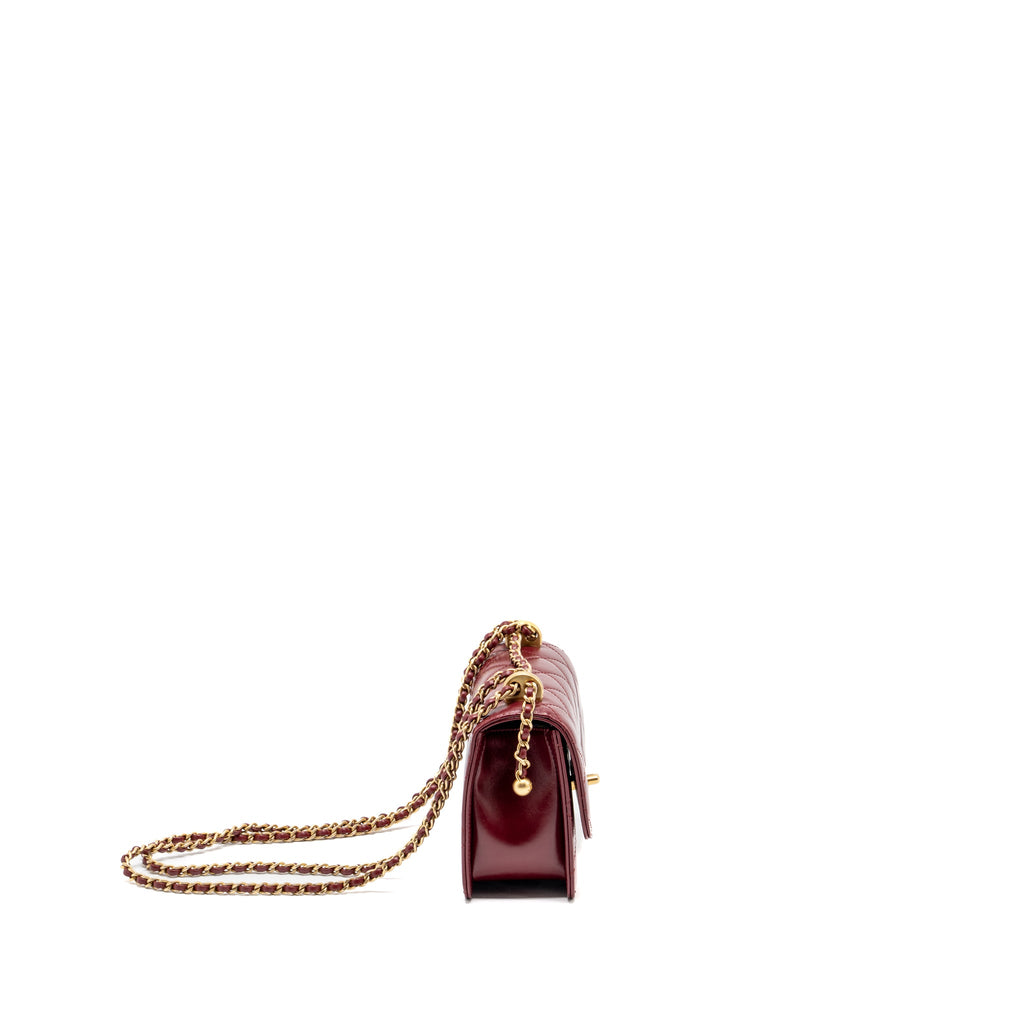 CHANEL GOLD CRUSH MINI FLAP BAG CALFSKIN RED GHW (MICROCHIP)