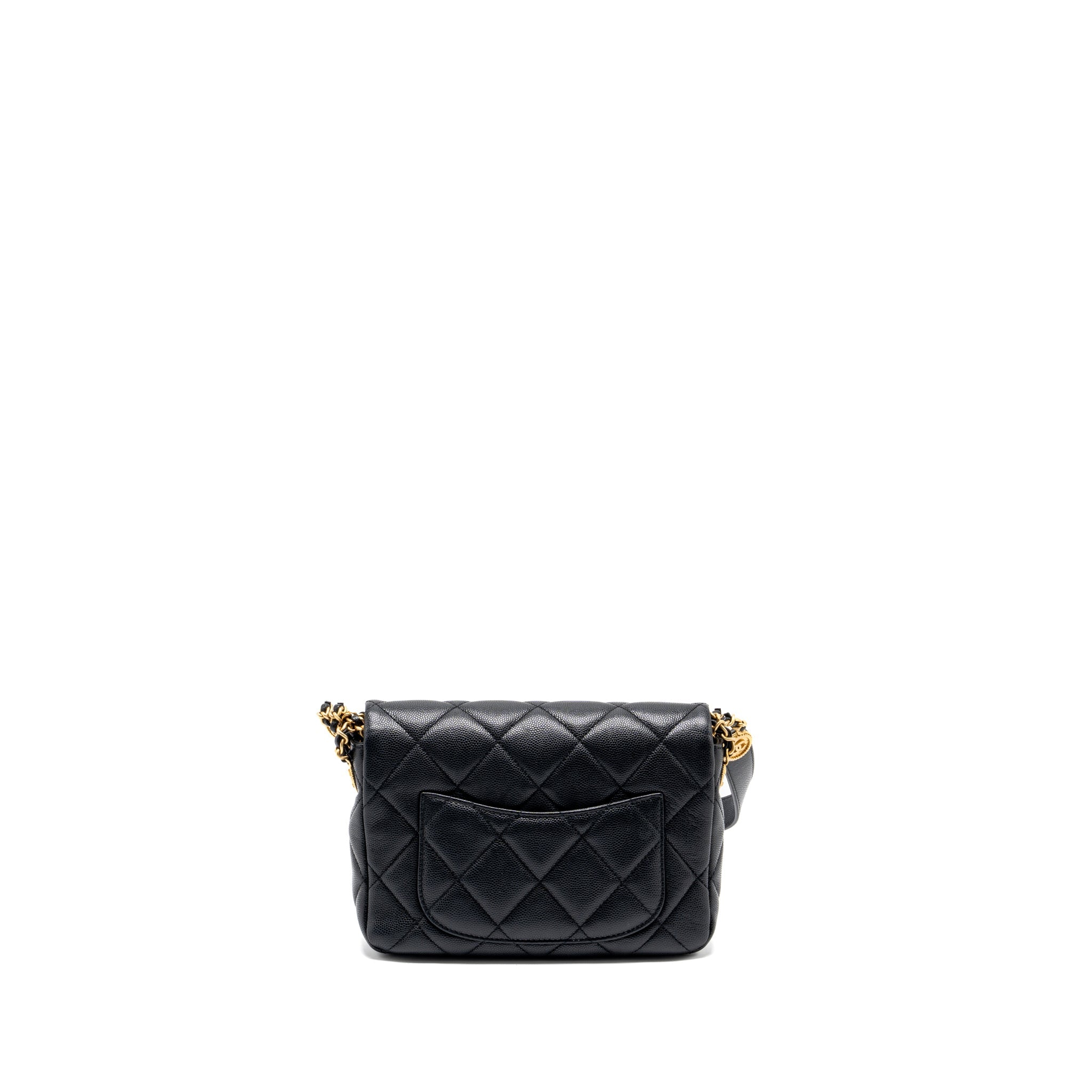 CHANEL TWIST YOUR BUTTON QUILTED FLAP BAG CAVIAR BLACK GHW (MICROCHIP)