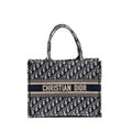 DIOR MEDIUM BOOK TOTE DIOR OBLIQUE EMBROIDERY BLUE
