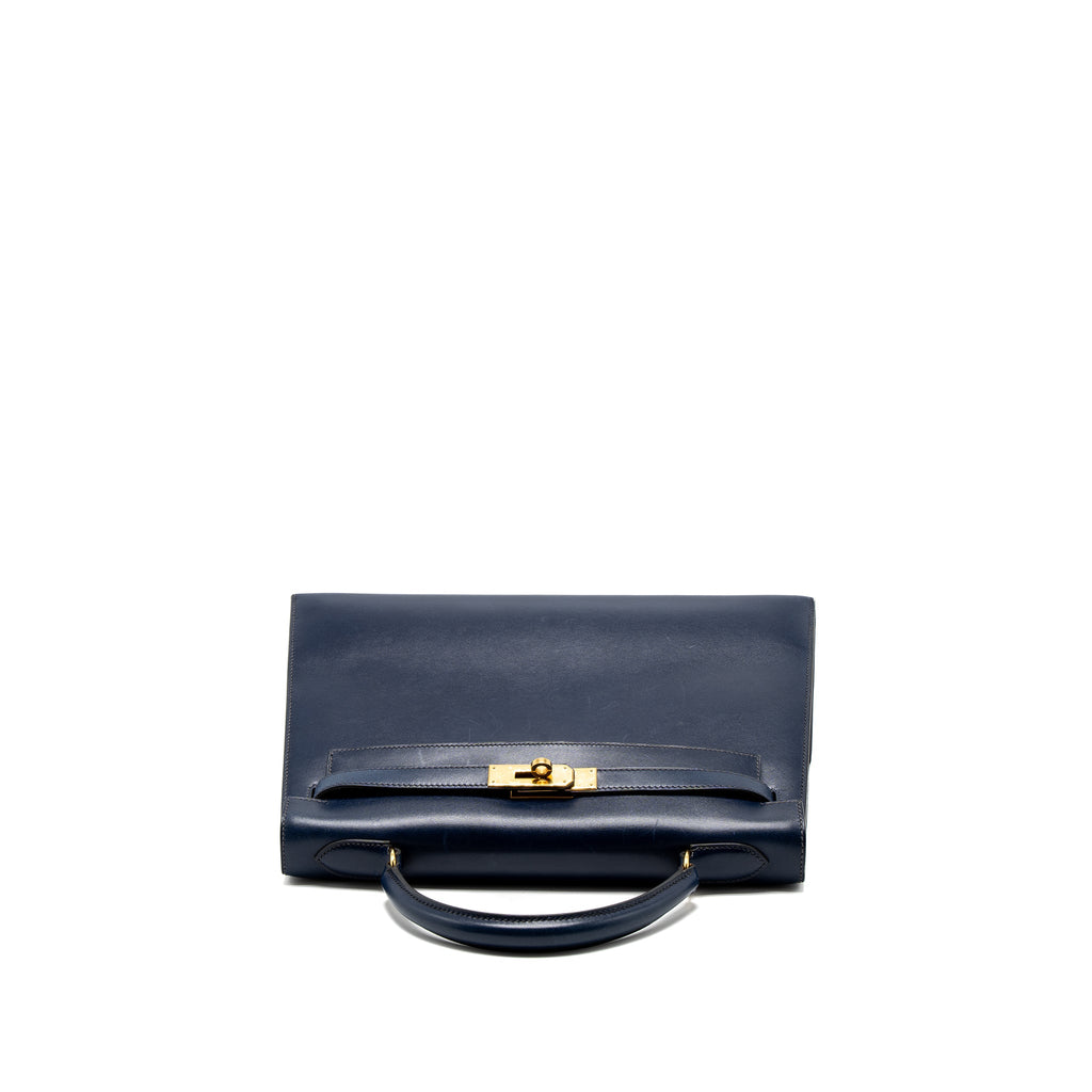 HERMES KELLY 32 BOX DARK BLUE GHW CIRCLE Z