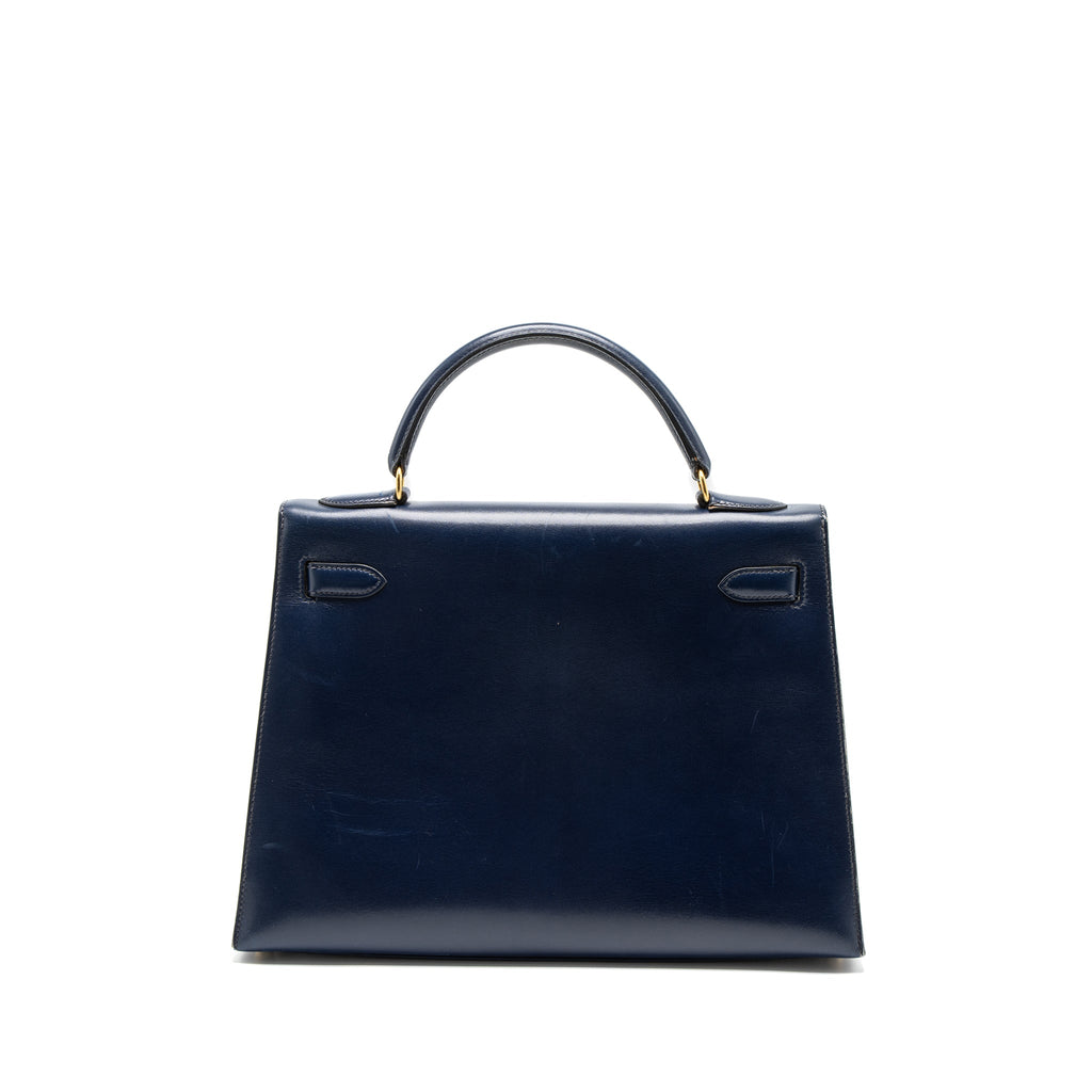 HERMES KELLY 32 BOX DARK BLUE GHW CIRCLE Z