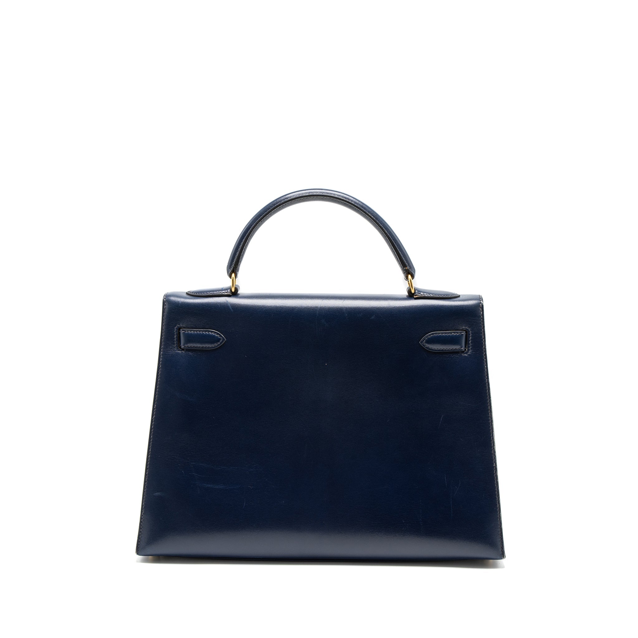 HERMES KELLY 32 BOX DARK BLUE GHW CIRCLE Z