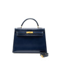 HERMES KELLY 32 BOX DARK BLUE GHW CIRCLE Z