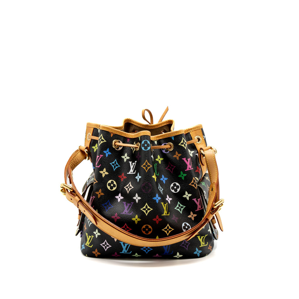 LOUIS VUITTON PETIT NOE MONOGRAM CANVAS BLACK/MULTICOLOUR GHW