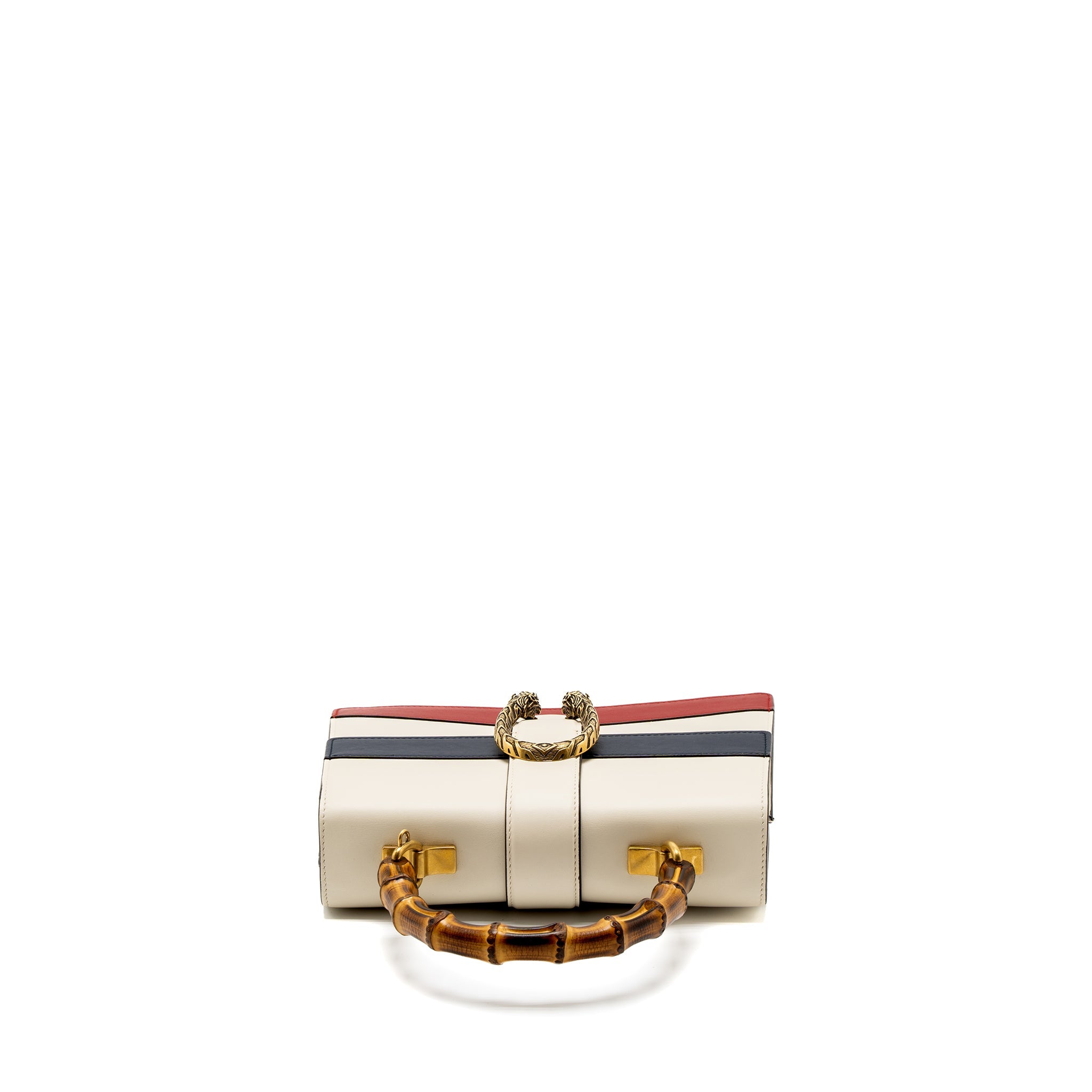 GUCCI BAMBOO TOP HANDLE DIONYSUS FLAP BAG CALFSKIN WHITE/MULTICOLOUR GHW