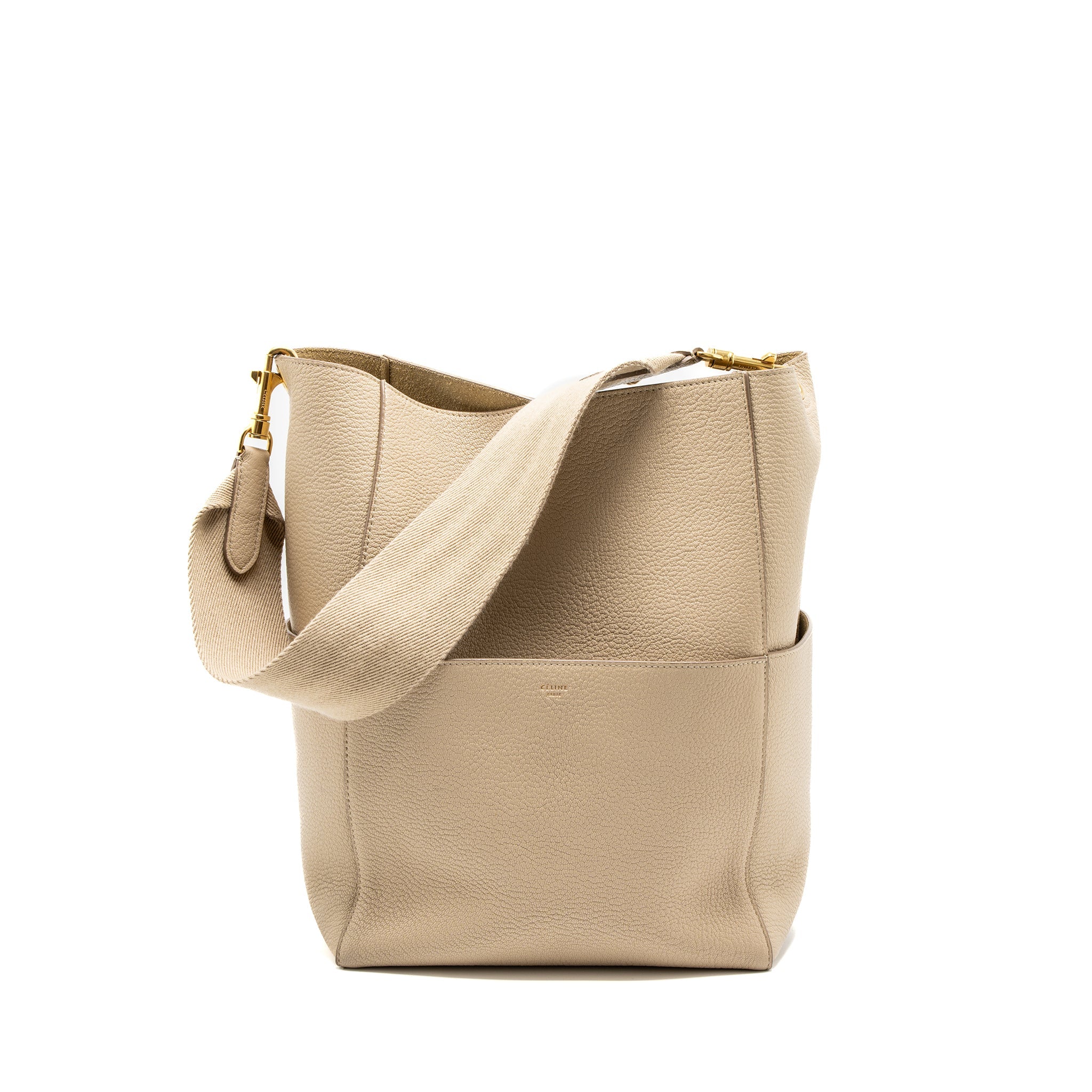 CELINE SANGLE BUCKET BAG CALFSKIN BEIGE GHW