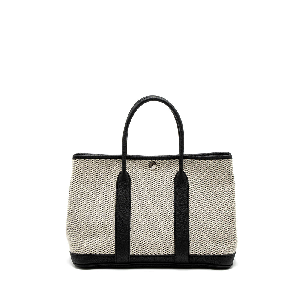 HERMES GARDEN PARTY 30 CANVAS/NEGONDA ECRU/BLACK SHW