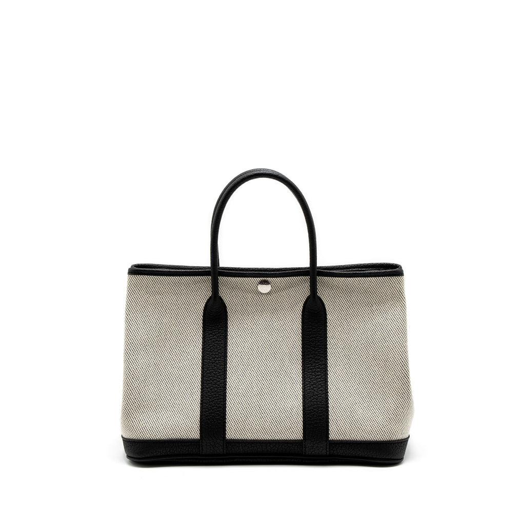 HERMES GARDEN PARTY 30 CANVAS/NEGONDA ECRU/BLACK SHW
