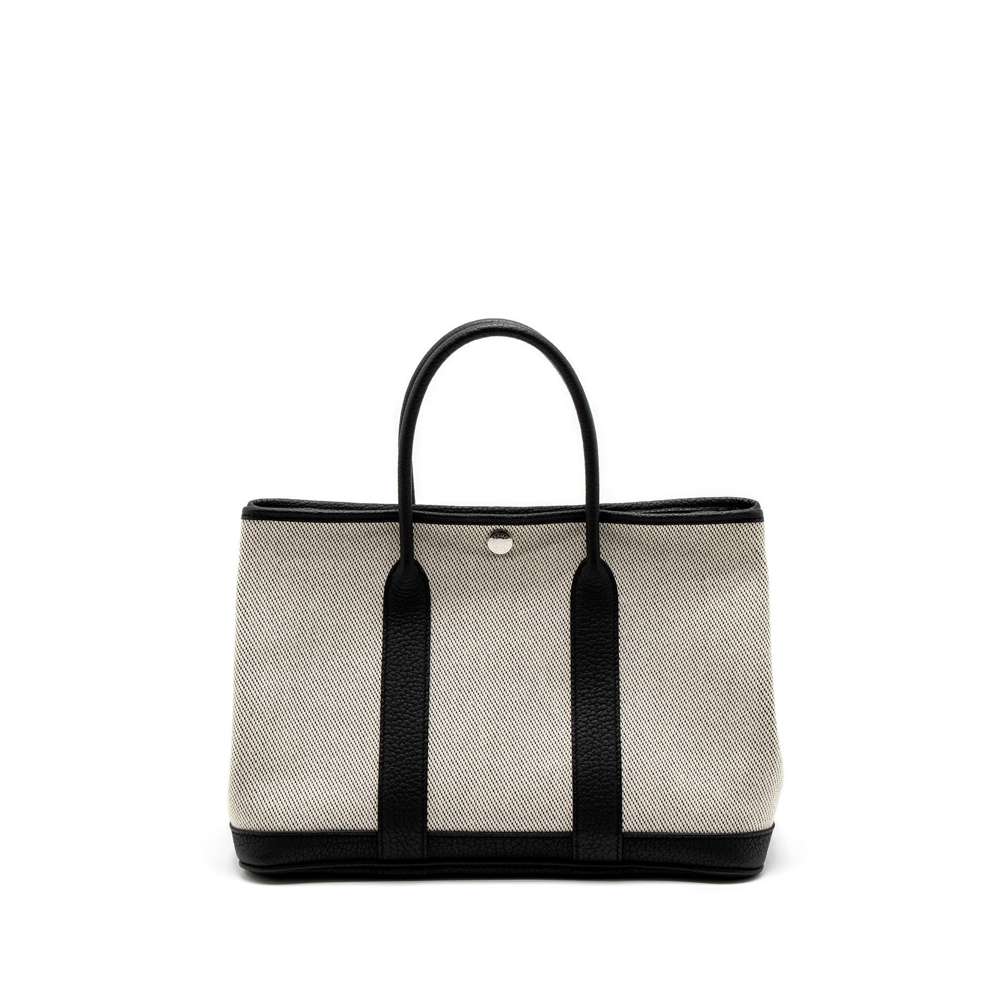 HERMES GARDEN PARTY 30 CANVAS/NEGONDA ECRU/BLACK SHW