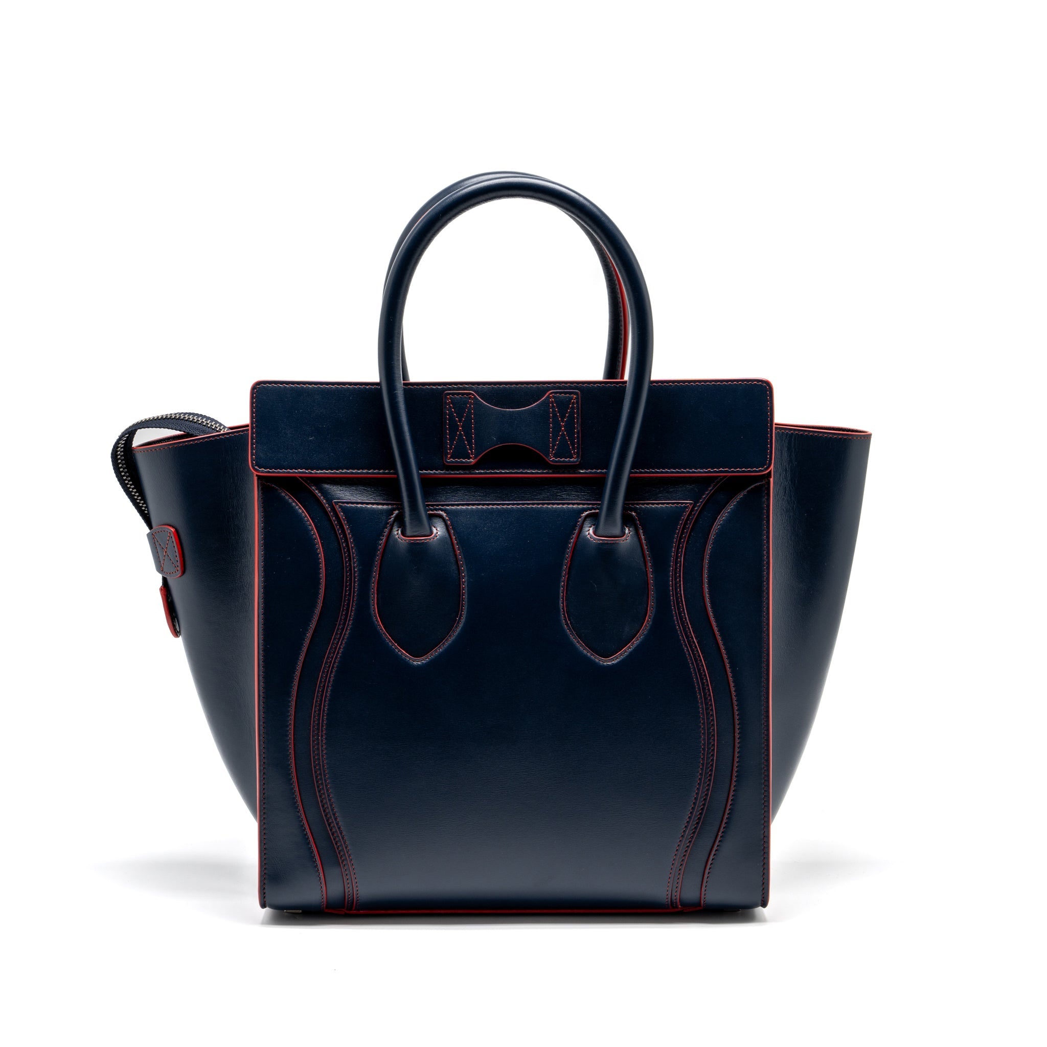 CELINE LUGGAGE TOTE BAG CALFSKIN BLUE/RED SHW