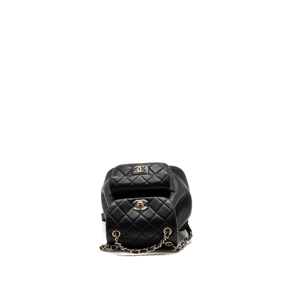 CHANEL MINI DUMA BACKPACK LAMBSKIN BLACK LGHW (MICROCHIP)