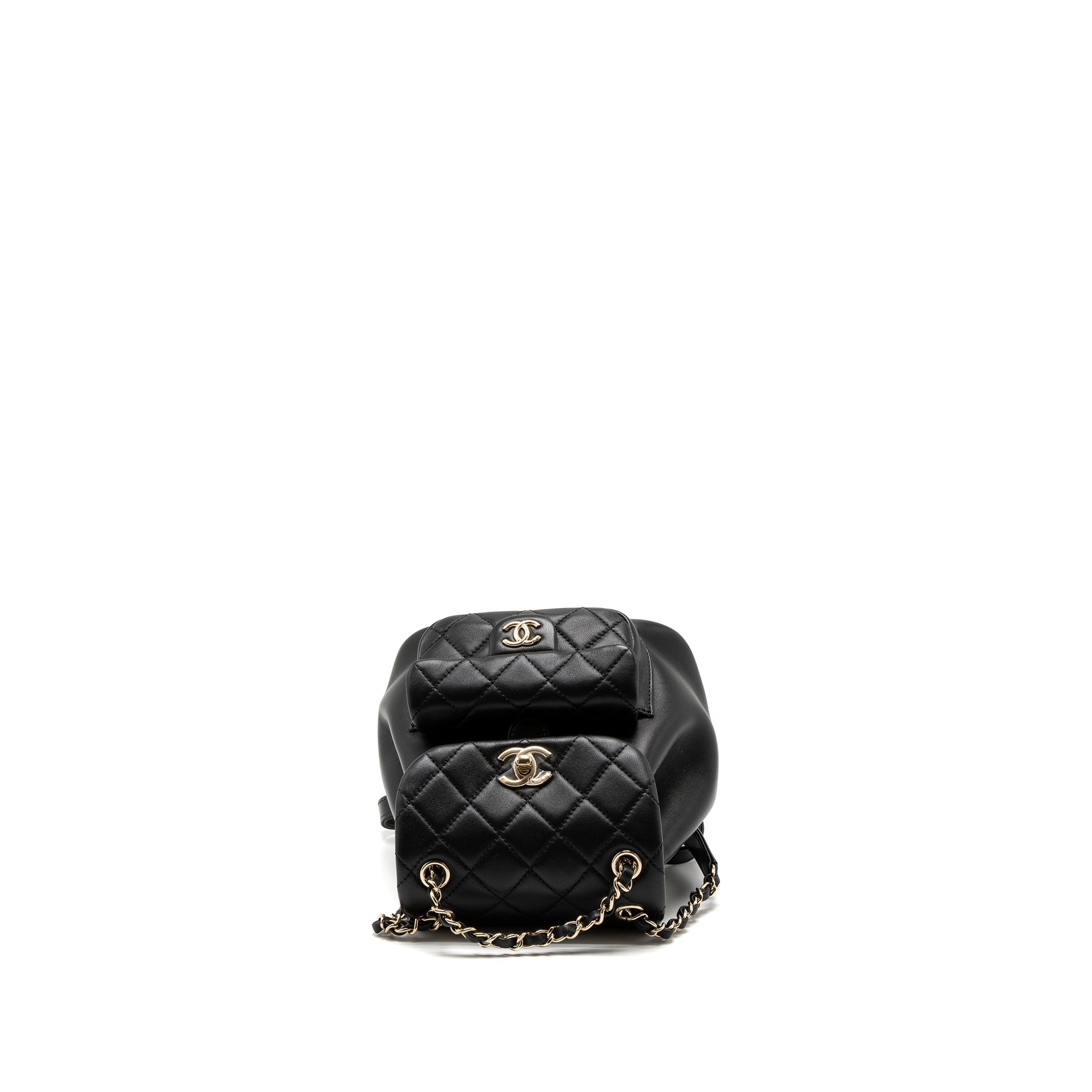 CHANEL MINI DUMA BACKPACK LAMBSKIN BLACK LGHW (MICROCHIP)
