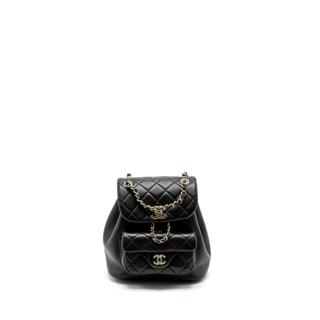 CHANEL MINI DUMA BACKPACK LAMBSKIN BLACK LGHW (MICROCHIP)