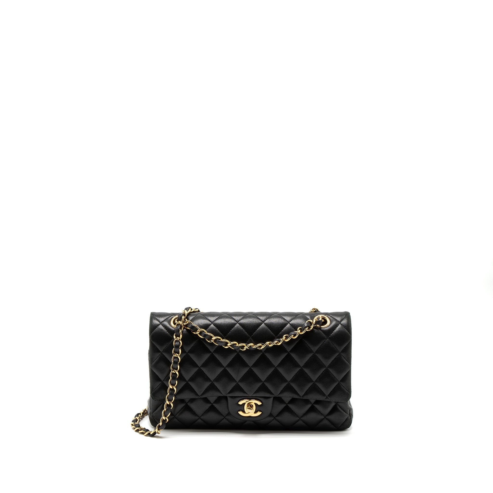 CHANEL MEDIUM CLASSIC FLAP BAG LAMBSKIN BLACK GHW