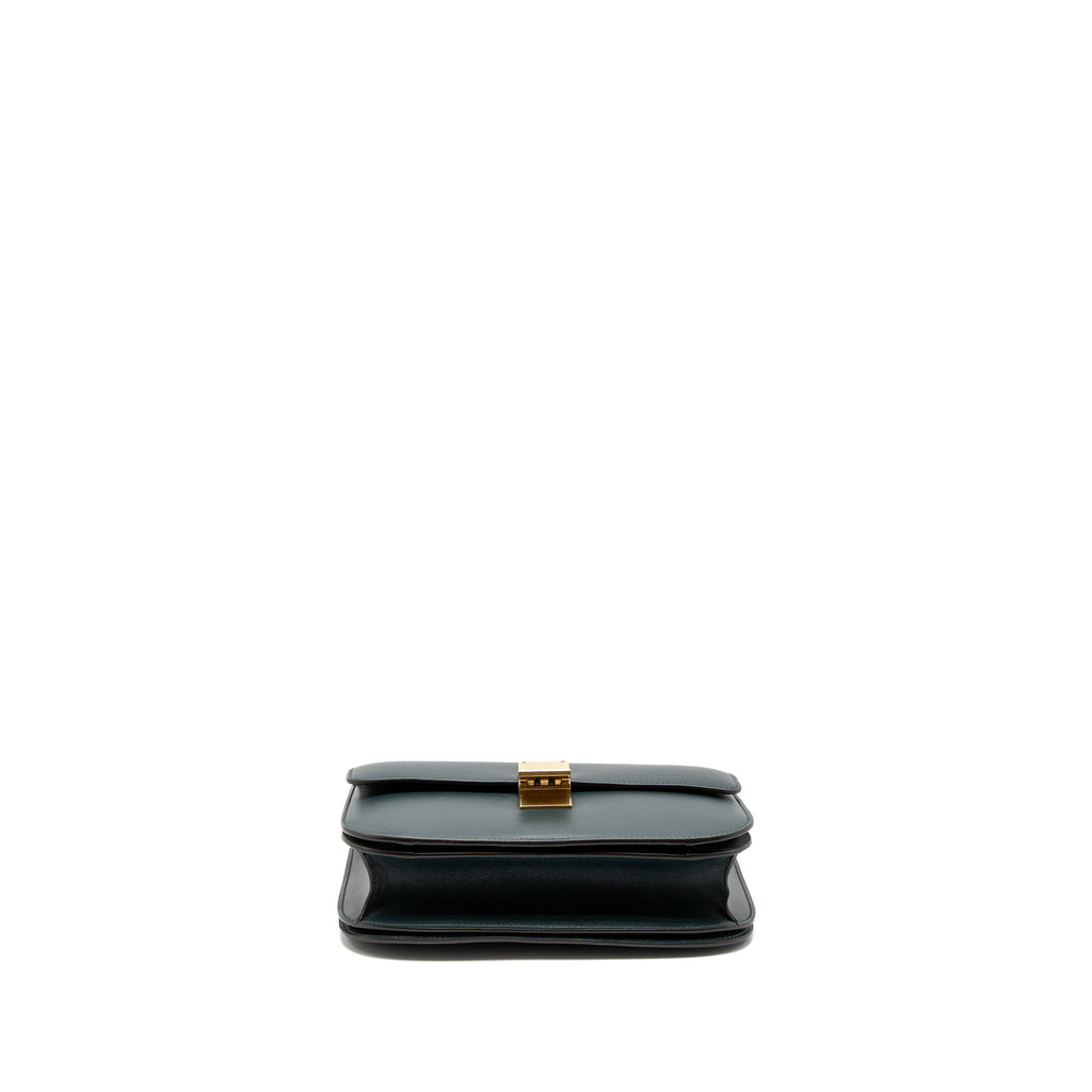 CELINE MEDIUM CLASSIC BOX BAG CALFSKIN GREEN BRUSHED GHW