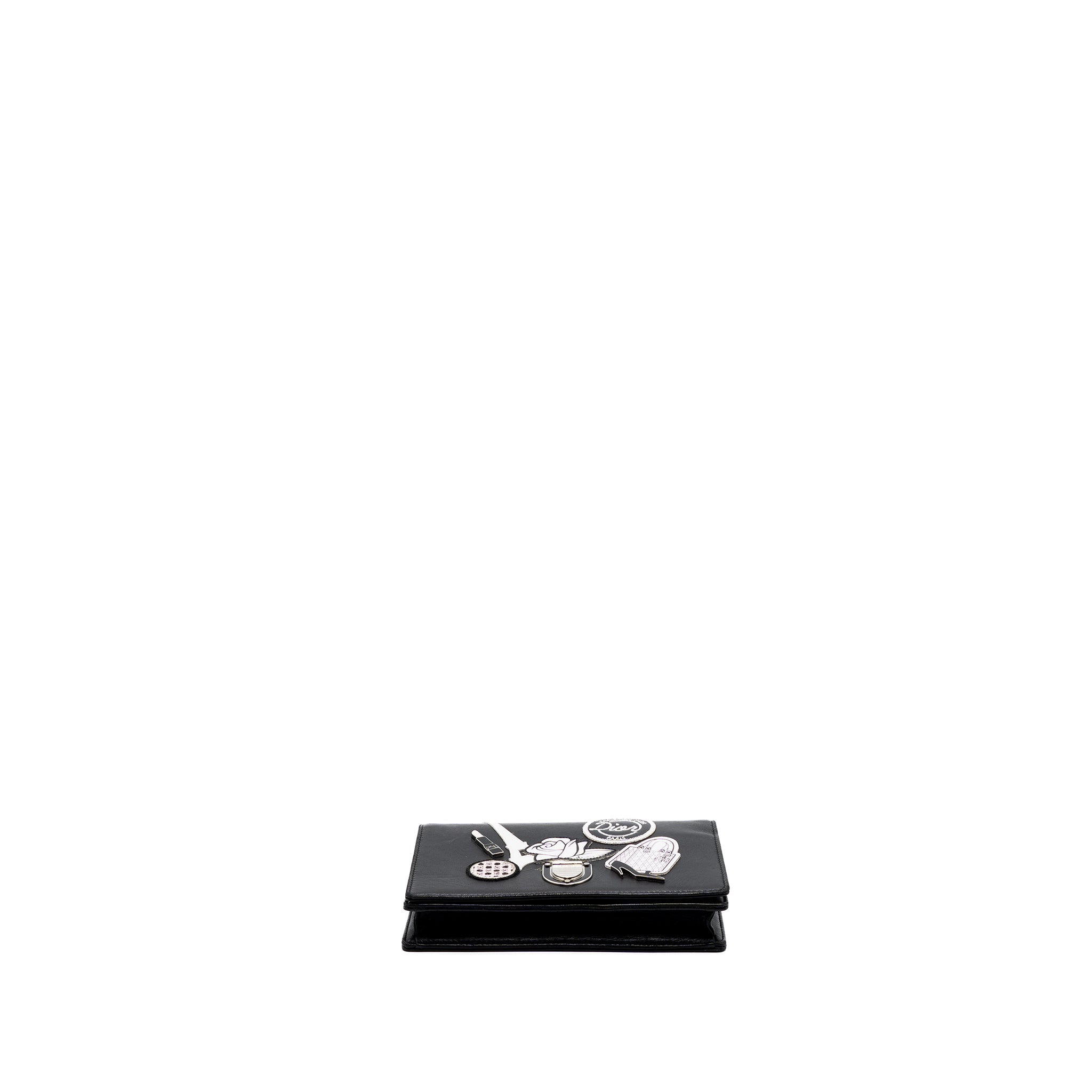 DIOR DIORAMA WALLET ON CHAIN LIMITED PRINT LAMBSKIN BLACK SHW
