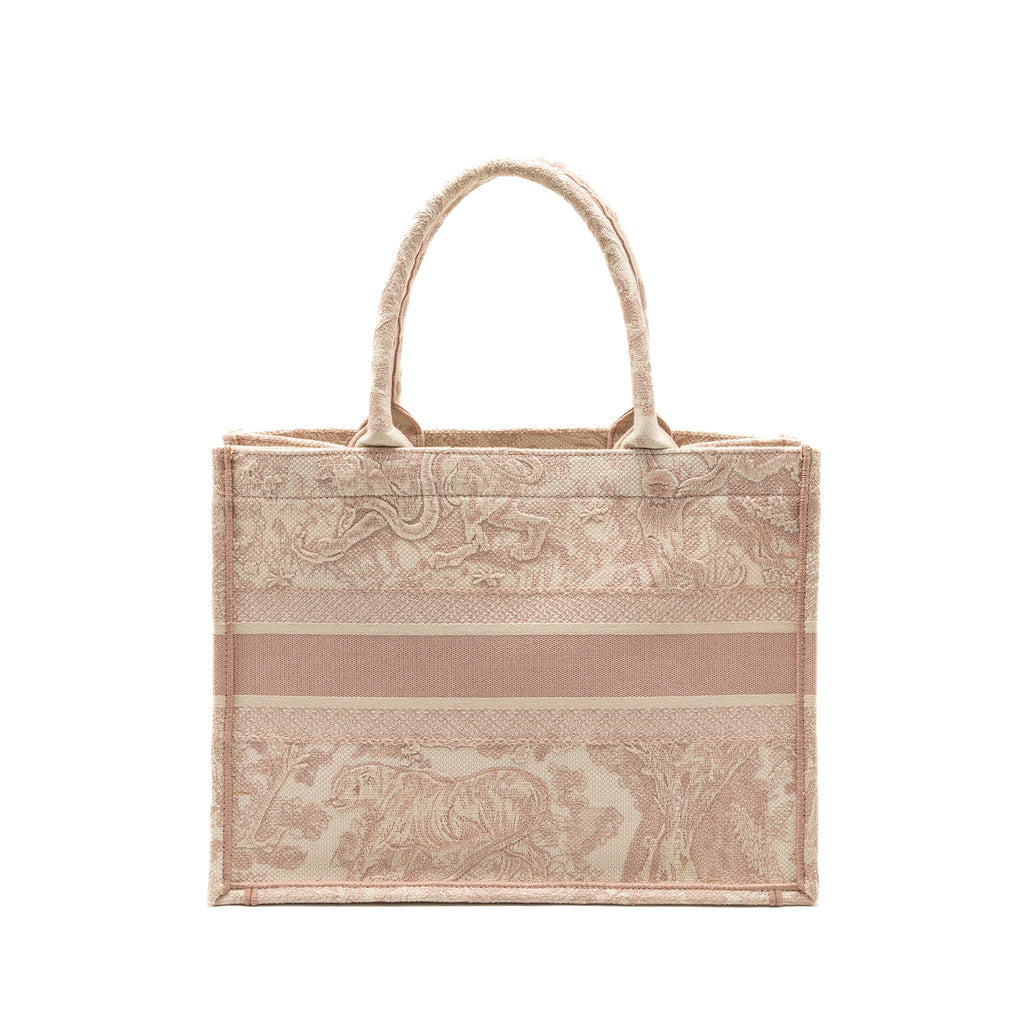 DIOR MEDIUM BOOK TOTE BAG PINK TOILE DE JOUY EMBROIDERY