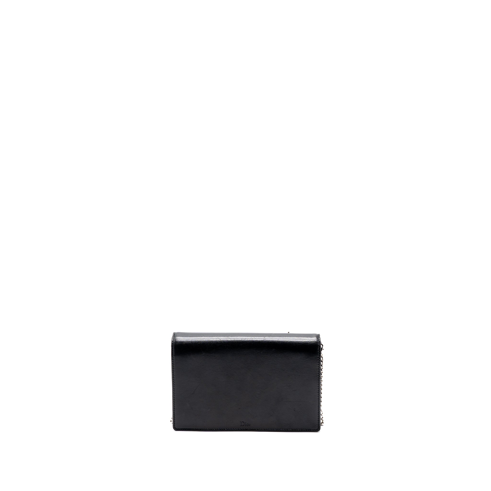 DIOR DIORAMA WALLET ON CHAIN LIMITED PRINT LAMBSKIN BLACK SHW