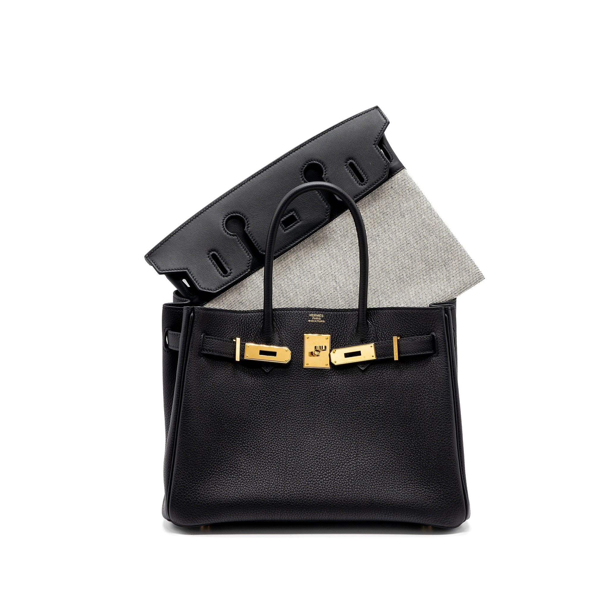 HERMES BIRKIN 30 3 IN 1/ 3 EN 1 TOGO/ SWIFT/ CANVAS BLACK GHW