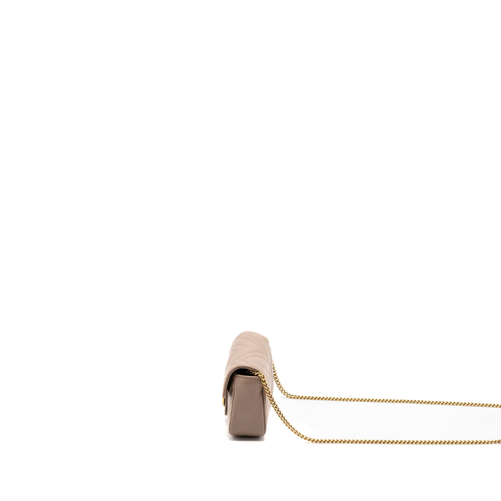 GUCCI SUPER MINI GG MARMONT BAG CALFSKIN BEIGE GHW