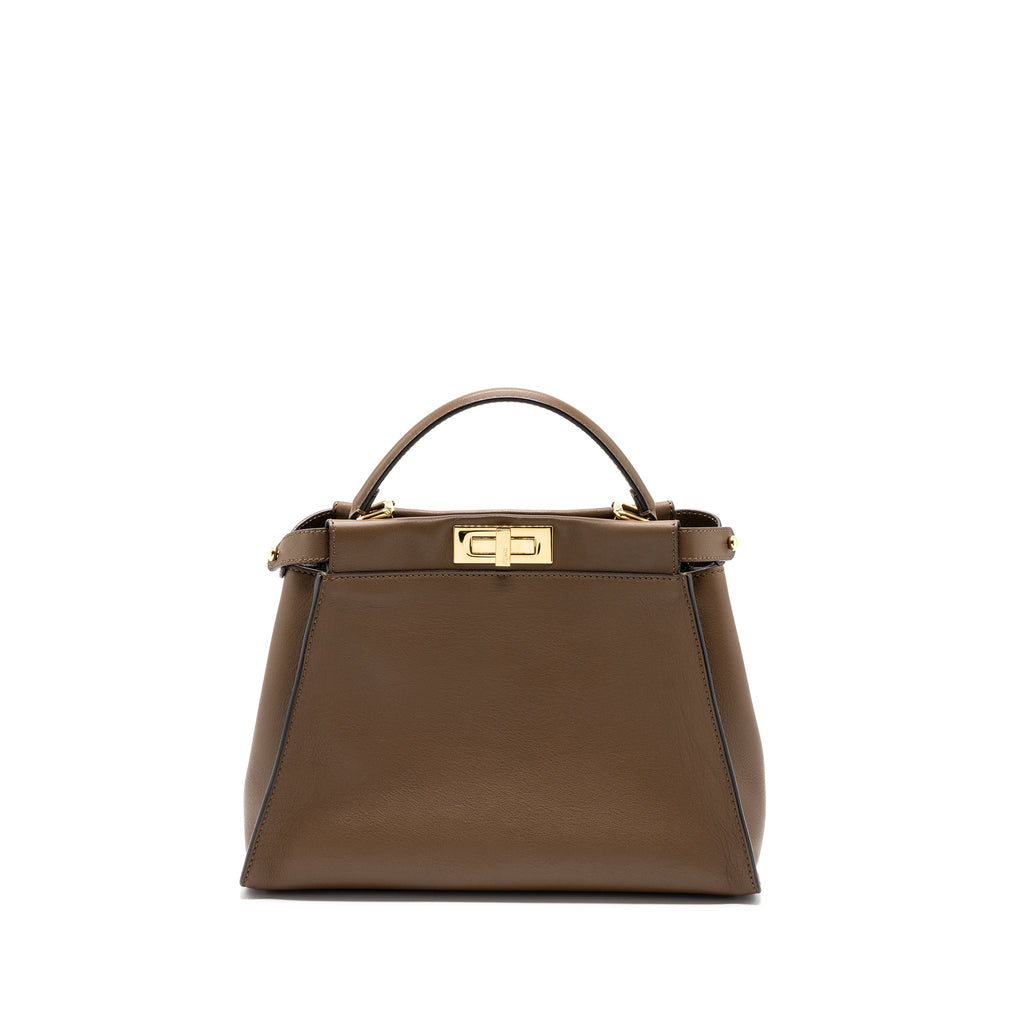 FENDI MEDIUM PEEKABOO BAG CALFSKIN TOBACO GHW