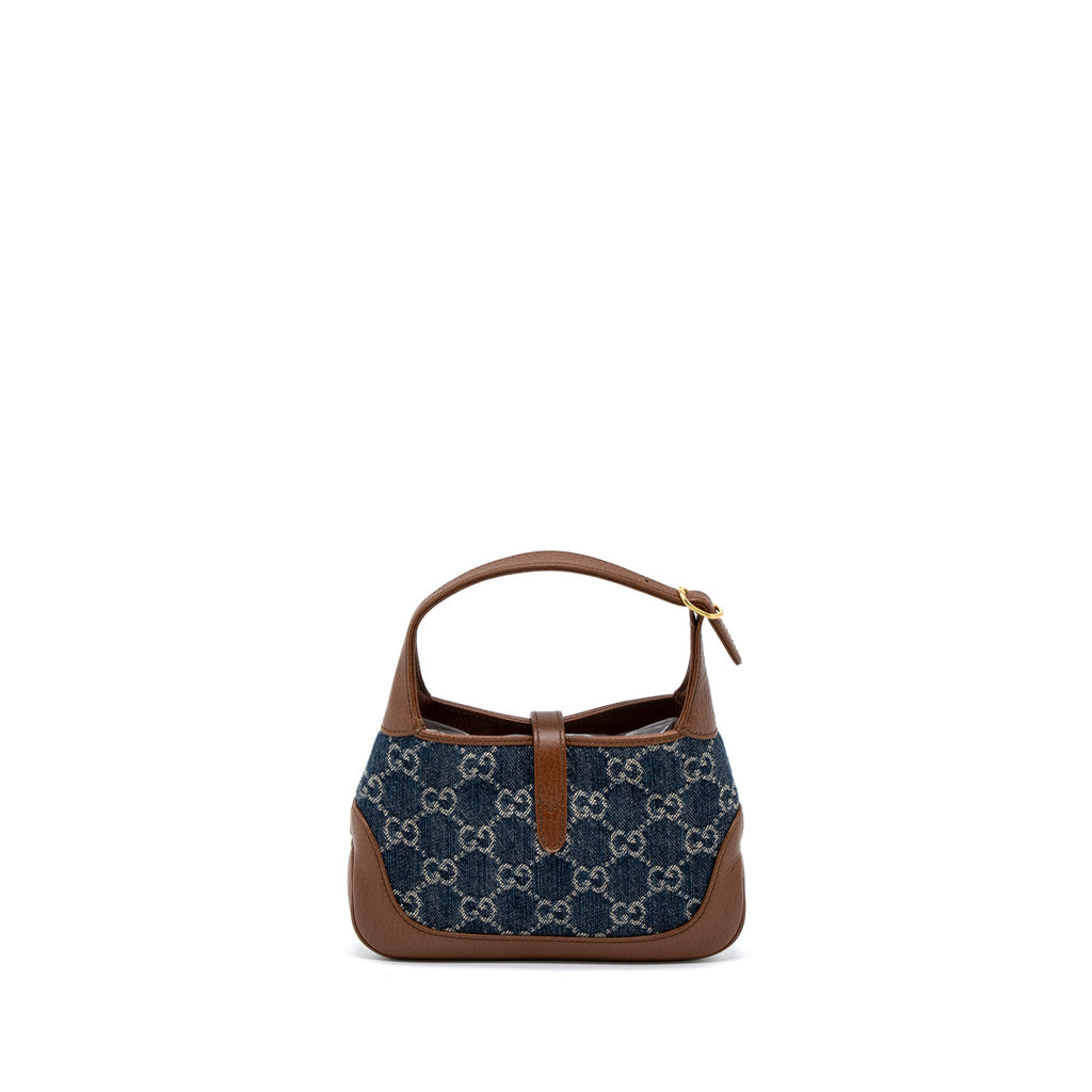 GUCCI MINI 1961 JACKIE BAG DENIM BLUE/BROWN GHW