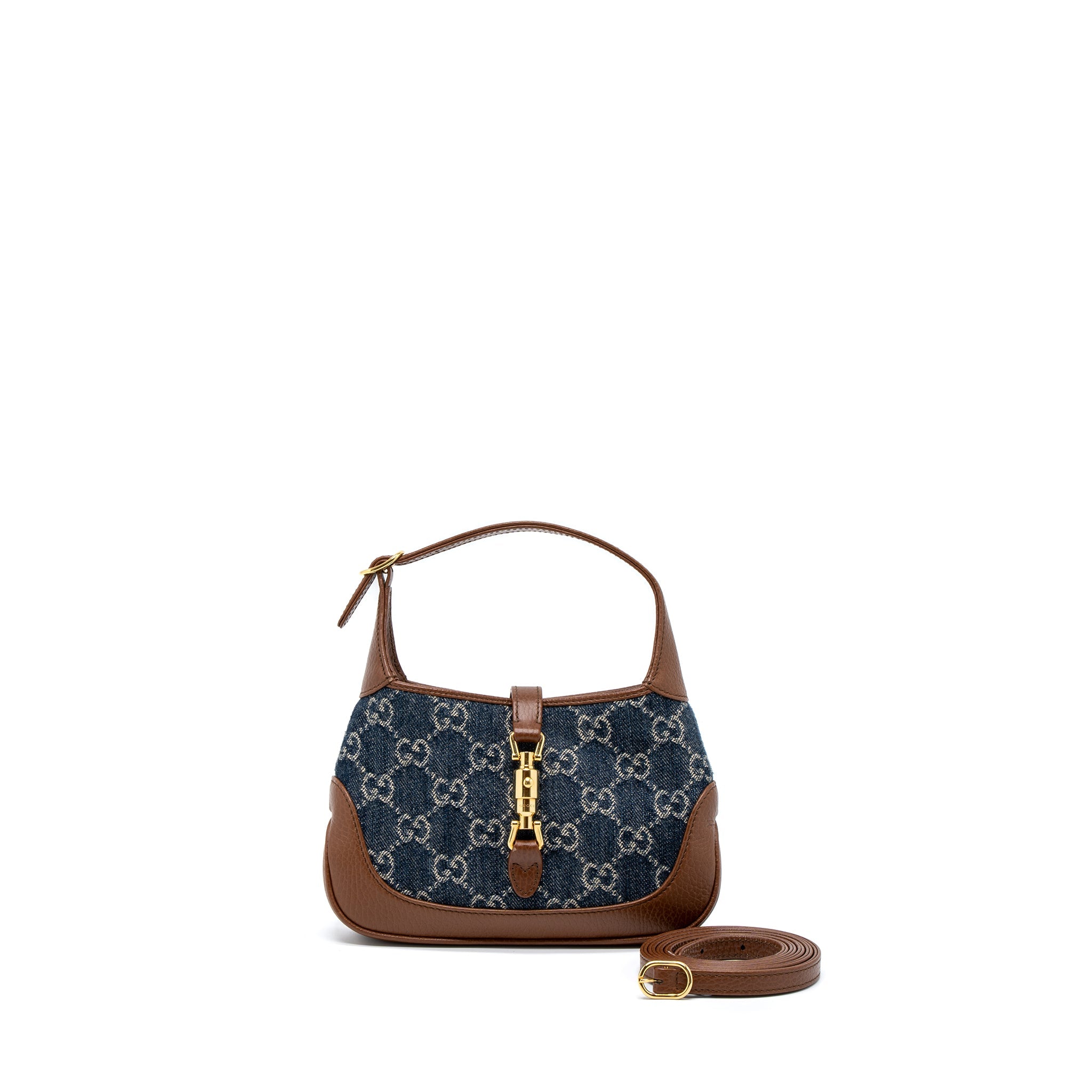 GUCCI MINI 1961 JACKIE BAG DENIM BLUE/BROWN GHW