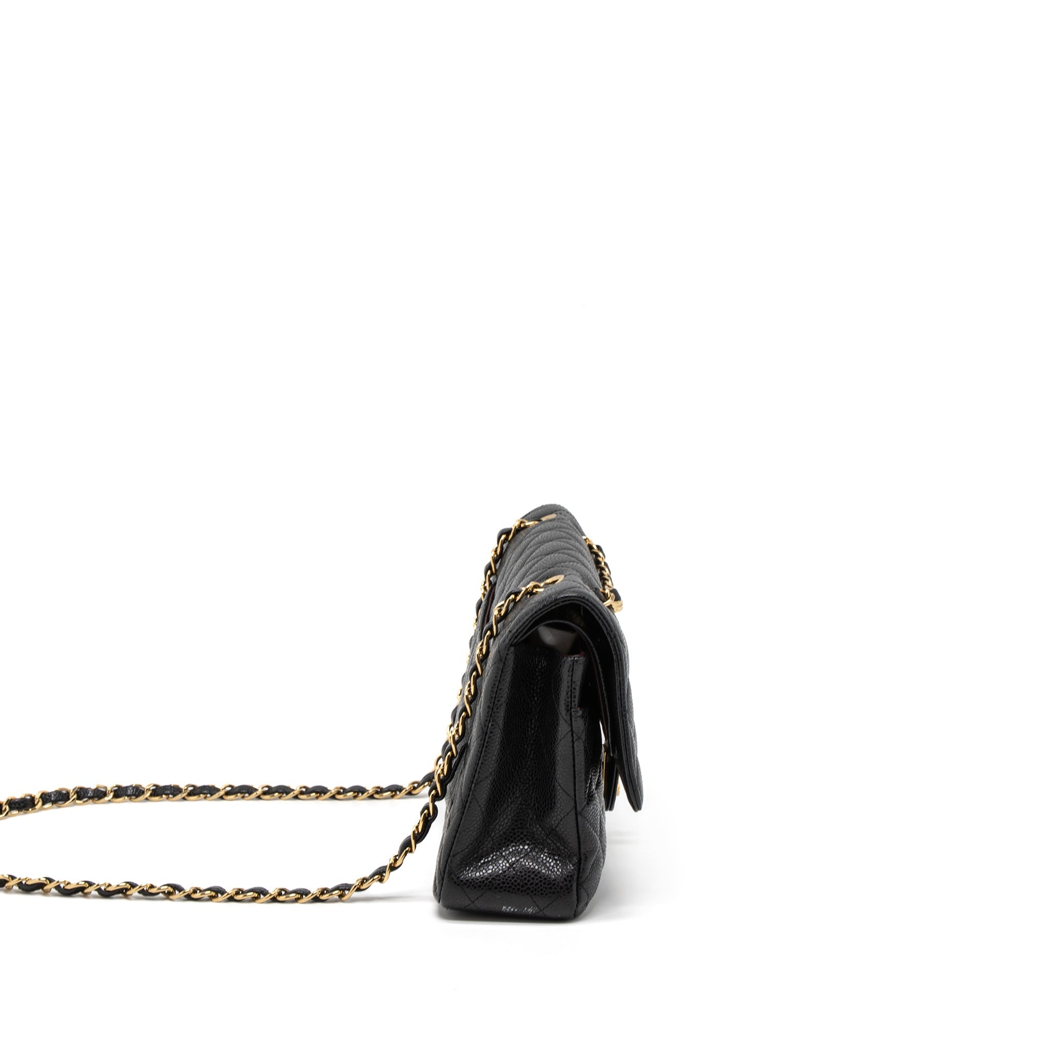 CHANEL MEDIUM CLASSIC DOUBLE FLAP BAG CAVIAR BLACK GHW