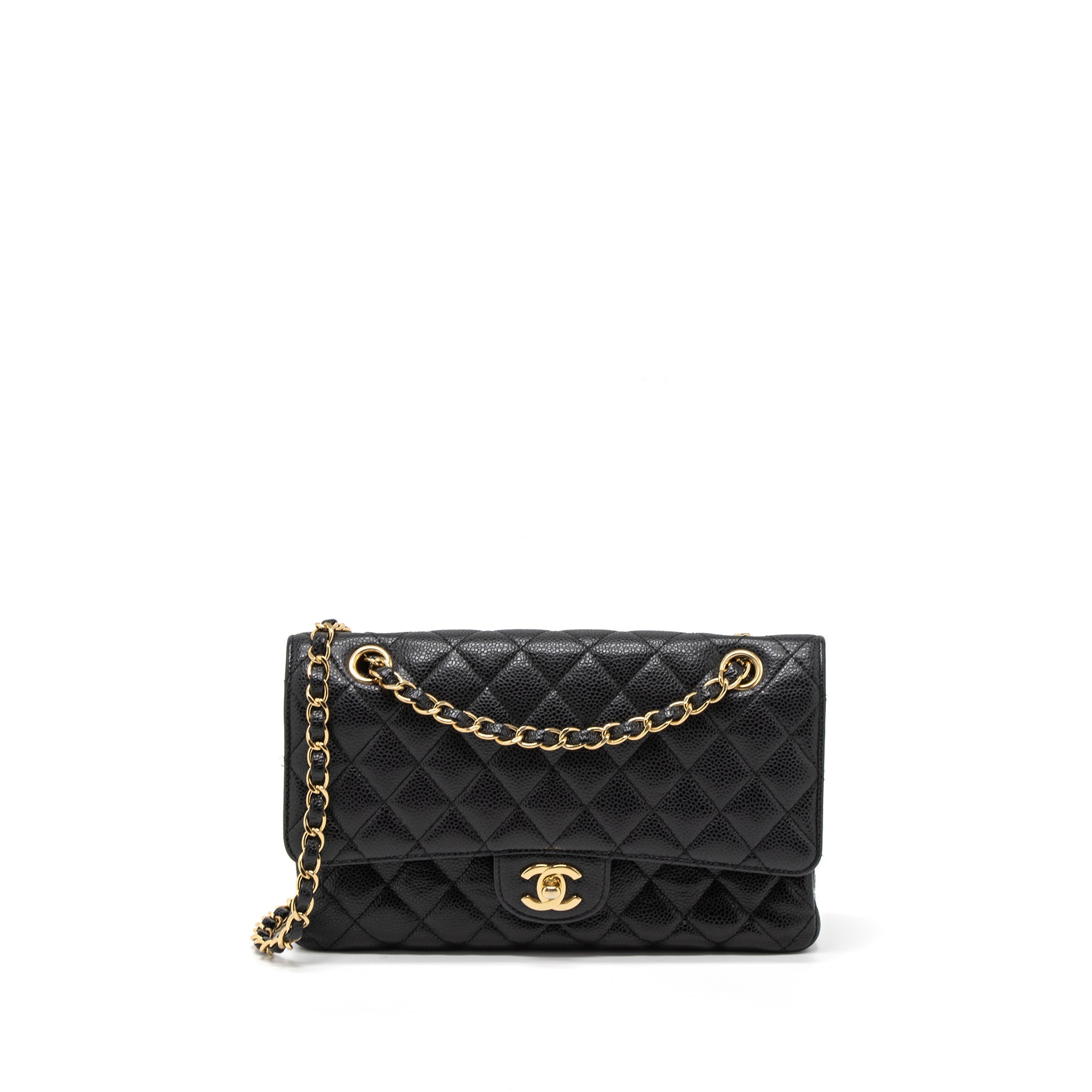 CHANEL MEDIUM CLASSIC DOUBLE FLAP BAG CAVIAR BLACK GHW