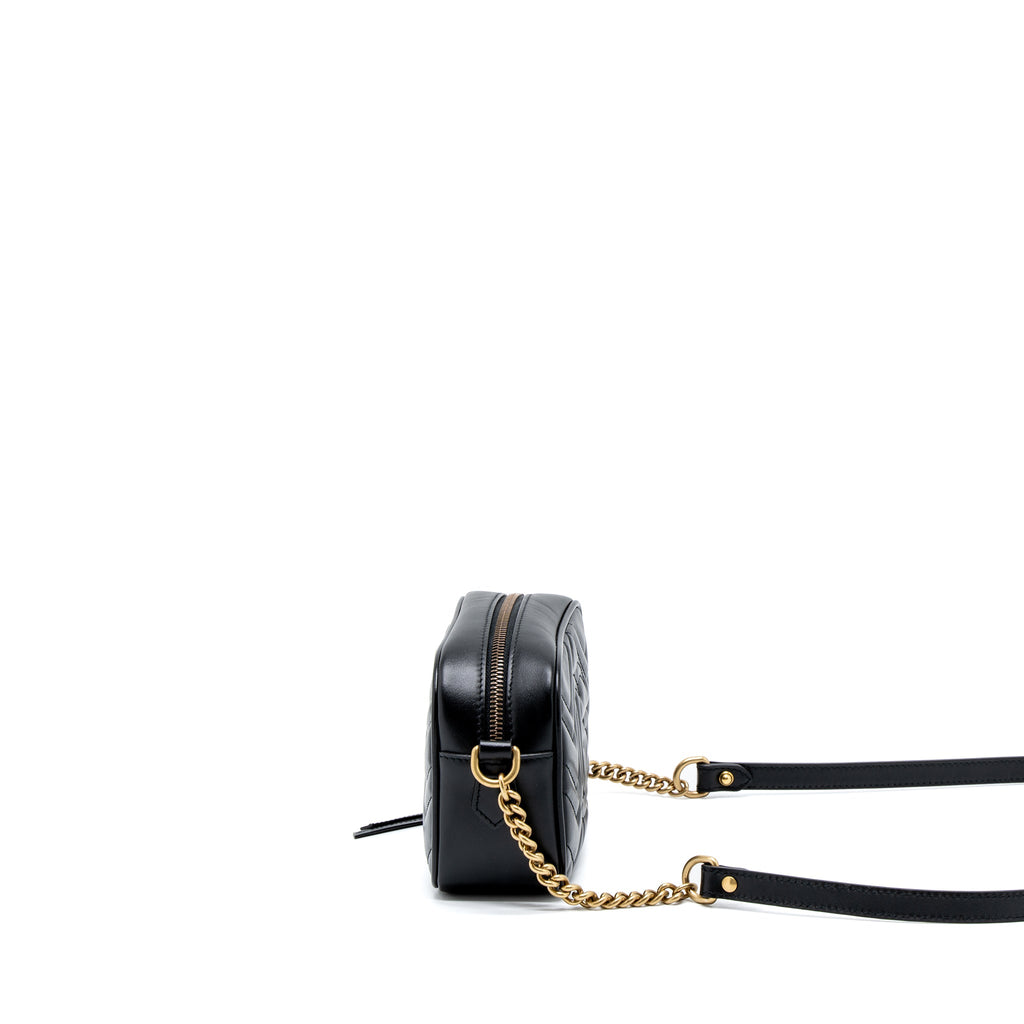 GUCCI GG MARMONT MATELASSE MINI BAG CALFSKIN BLACK GHW