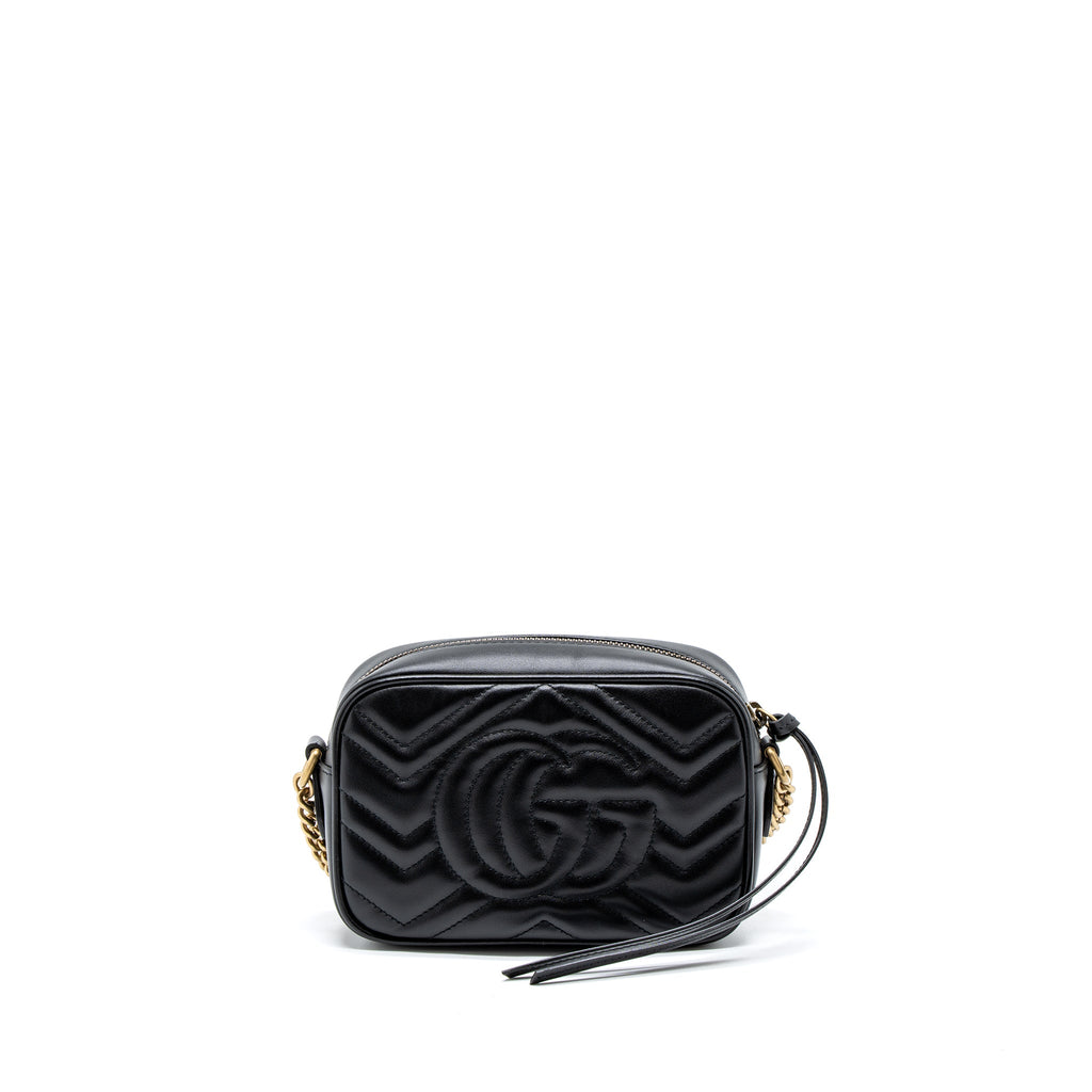 GUCCI GG MARMONT MATELASSE MINI BAG CALFSKIN BLACK GHW