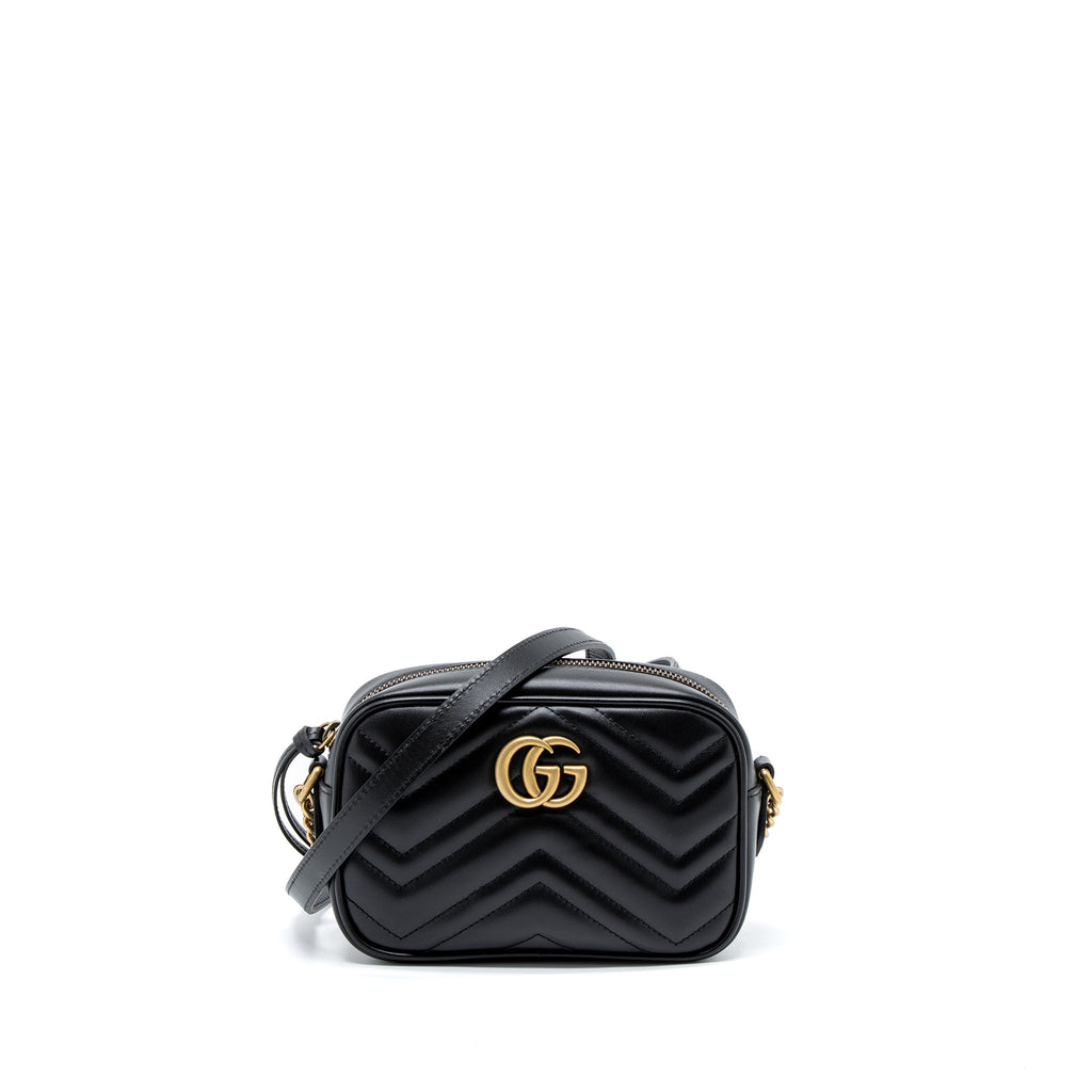 GUCCI GG MARMONT MATELASSE MINI BAG CALFSKIN BLACK GHW