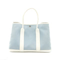 HERMES GARDEN PARTY 36 LEATHER/CANVAS LIGHT BLUE/BLANC SHW