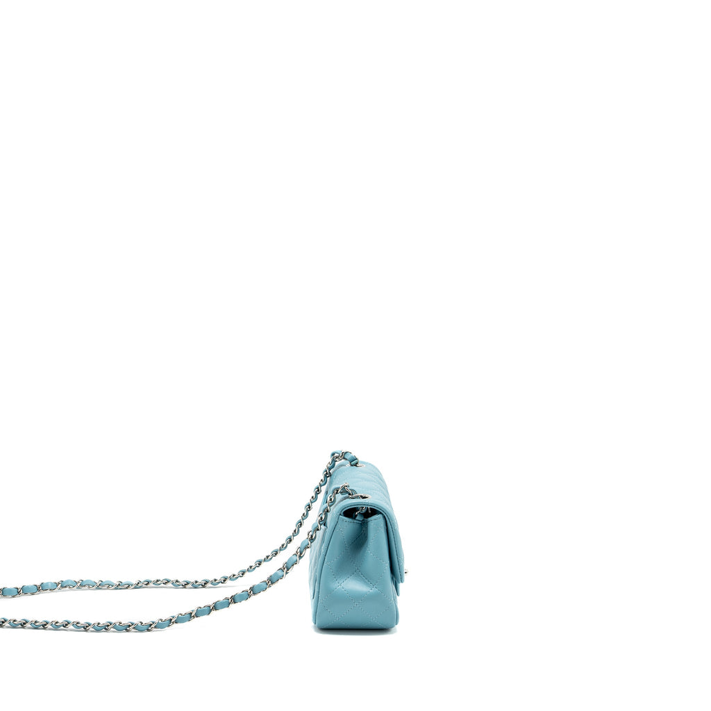 CHANEL MINI SQUARE FLAP BAG LAMBSKIN LIGHT BLUE SHW (MICROCHIP)