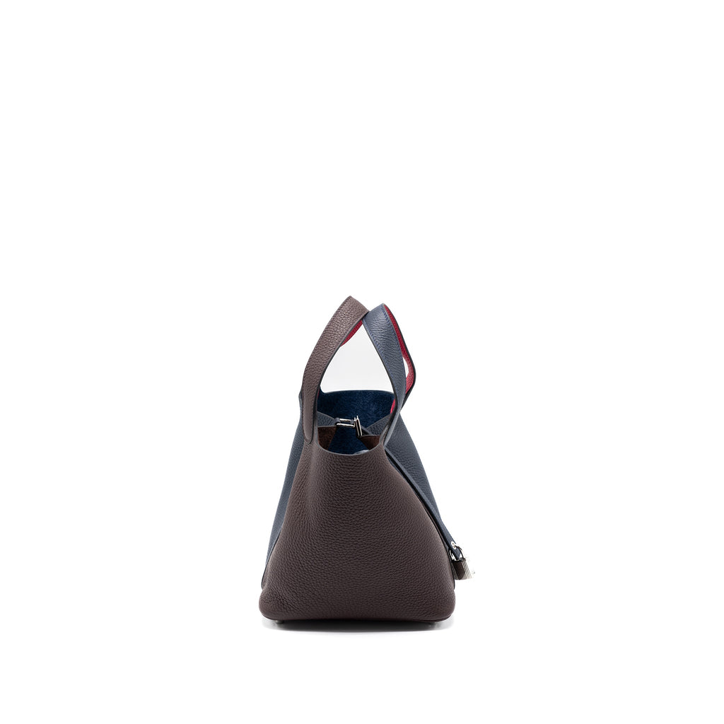 HERMES PICOTIN 18 LOCK BAG CLEMENCE BLUE NUIT/ROUGE SELLIER/FRAMBOISE SHW